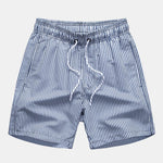 Palm Tree Print Shirt & Stripe Print Swim Shorts Set