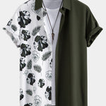 Leaf and Floral Patchwork Button Up Shirt