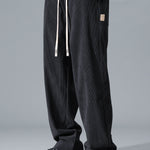 Contrast Corduroy Polo Collar Sweatshirt & Corduroy Pants Set