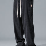 Contrast Corduroy Polo Collar Sweatshirt & Corduroy Pants Set