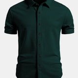Muscle Fit Ribbed Button Up Shirt