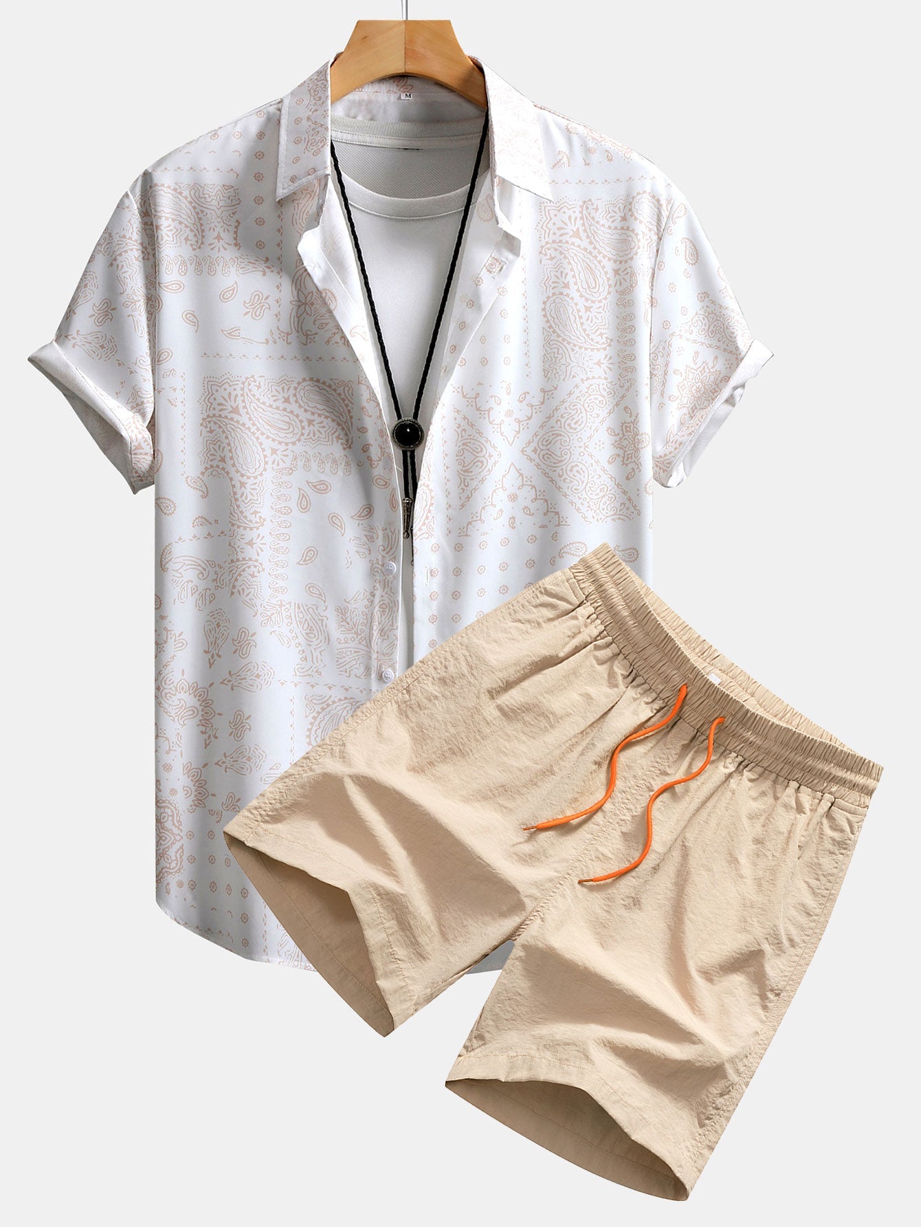 Paisley Print Shirt & Swim Shorts Set