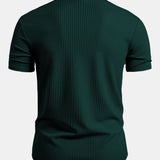 Muscle Fit Ribbed Stand Collar Shirt