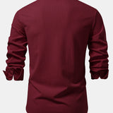 Long Sleeve Muscle Fit Ribbed Stand Collar Shirt