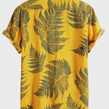 Tropical Plants Print Shirts & Swim Shorts Set