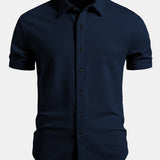 Muscle Fit Ribbed Button Up Shirt