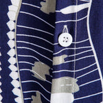 Wave Print Stand Collar Shirt