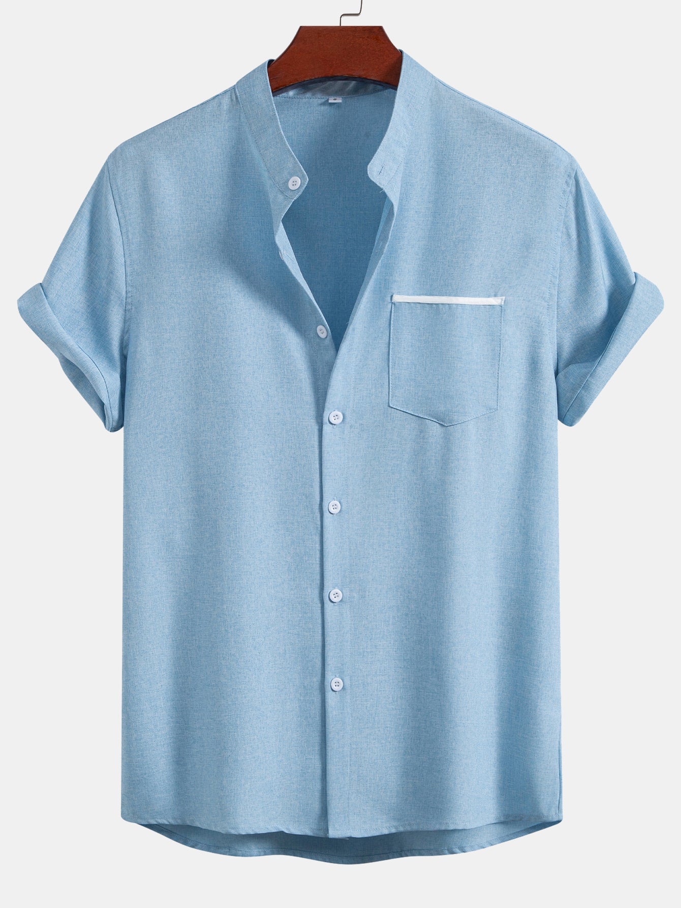 Contrast Pocket Stand Collar Shirt