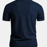 Muscle Fit Ribbed Stand Collar Shirt