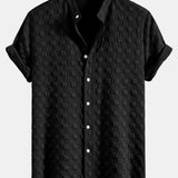 Checkerboard Jacquard Stand Collar Shirt