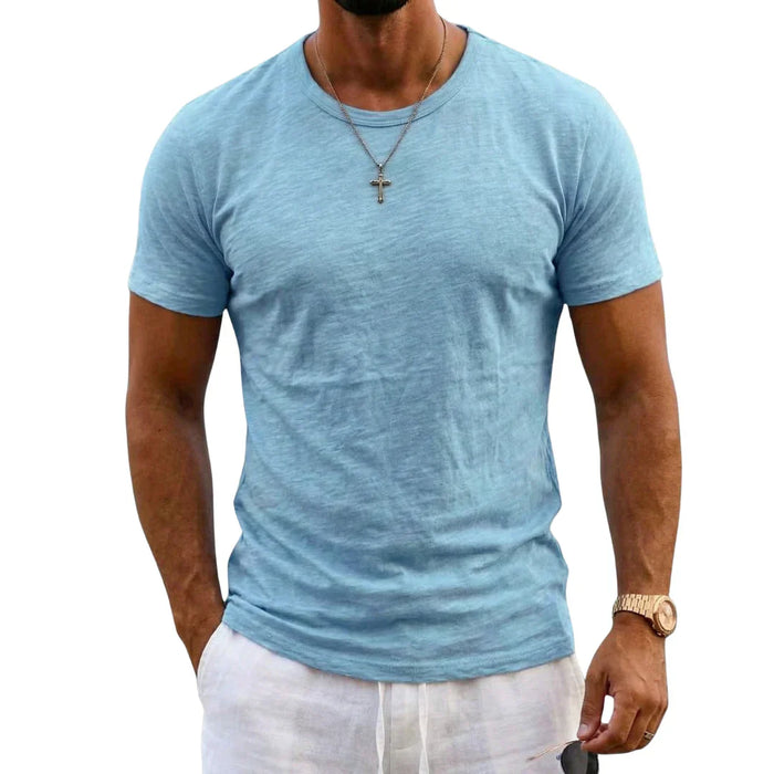 TEXTURED COTTON T-SHIRT FOR MEN