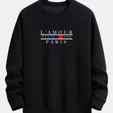 Paris Slogan Print Relax Fit Crew Neck Sweatshirt & Jogging Pants Set