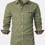 Corduroy Plaid Panel Button Up Shirt