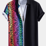 Colorful Tiger Patchwork Shirt & Swim Shorts Set