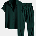 Muscle Fit Ribbed Shirt & Straight Leg Ribbed Pants Set