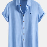 Short Sleeve Linen Shirt & Straight Leg Linen Pants Set