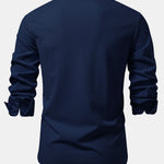 Long Sleeve Muscle Fit Ribbed Stand Collar Shirt