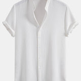 Waffle Textured Stand Collar Shirt