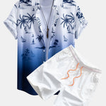 Gradient Island Palm Tree Print Shirt & Swim Shorts Set