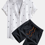 Palm Tree Anchor Sailboat Print Shirt & Swim Shorts Set