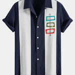 Atomic Print Linen Patchwork Bowling Shirt
