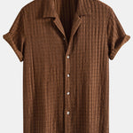 Texture Jacquard Cuban Shirt & Straight Leg Linen Pants Set