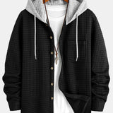 Contrast Waffle Hooded Shirt