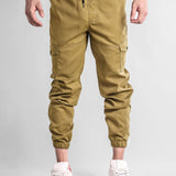 Plaid Corduroy Panel Shirt & Chino Cargo Jogger Pants Set