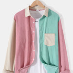 Long Sleeve Patchwork Corduroy Shirt