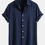 Linen Rayon Blend Shirt & Wrinkle Textured Straight Leg Pants Set