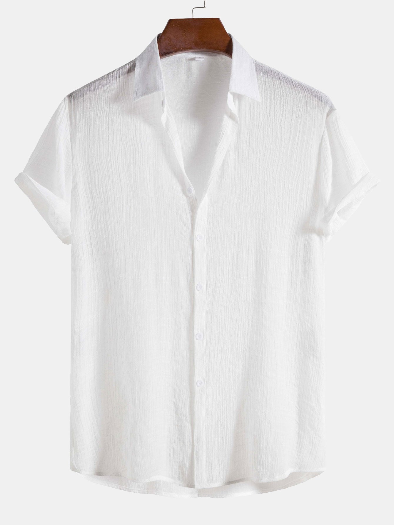 Light Crinkled Fabric Button Up Shirt