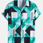 Color Block Stripe Print Shirt & Swim Shorts Set