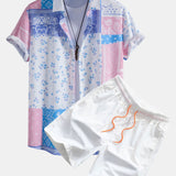 Paisley Floral Print Shirt & Swim Shorts Set
