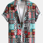 Tile Patchwork Print Button Up Shirt