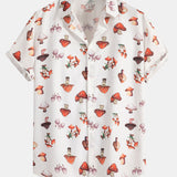 Mushroom Print Button Up Shirt