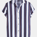 Stripes Lapel Short Sleeve Shirts
