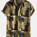 Paisley Geometry Print Button Up Shirt