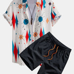 Atomic Geometric Print Shirt & Swim Shorts Set