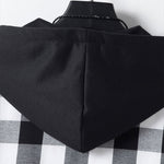 Contrast Plaid Drawstring Hooded Shirt