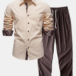 Contrast Paisley Print Linen Shirt & Straight Leg Linen Pants Set