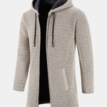 Long Line Textured Hooded Sweater & Chino Cargo Jogger Pants Set