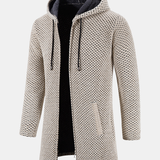 Long Line Textured Hooded Sweater & Chino Cargo Jogger Pants Set