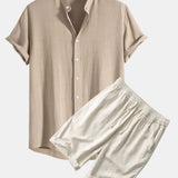 Linen and Rayon Blend Shirt & Linen Cotton Blend 11" Shorts Set