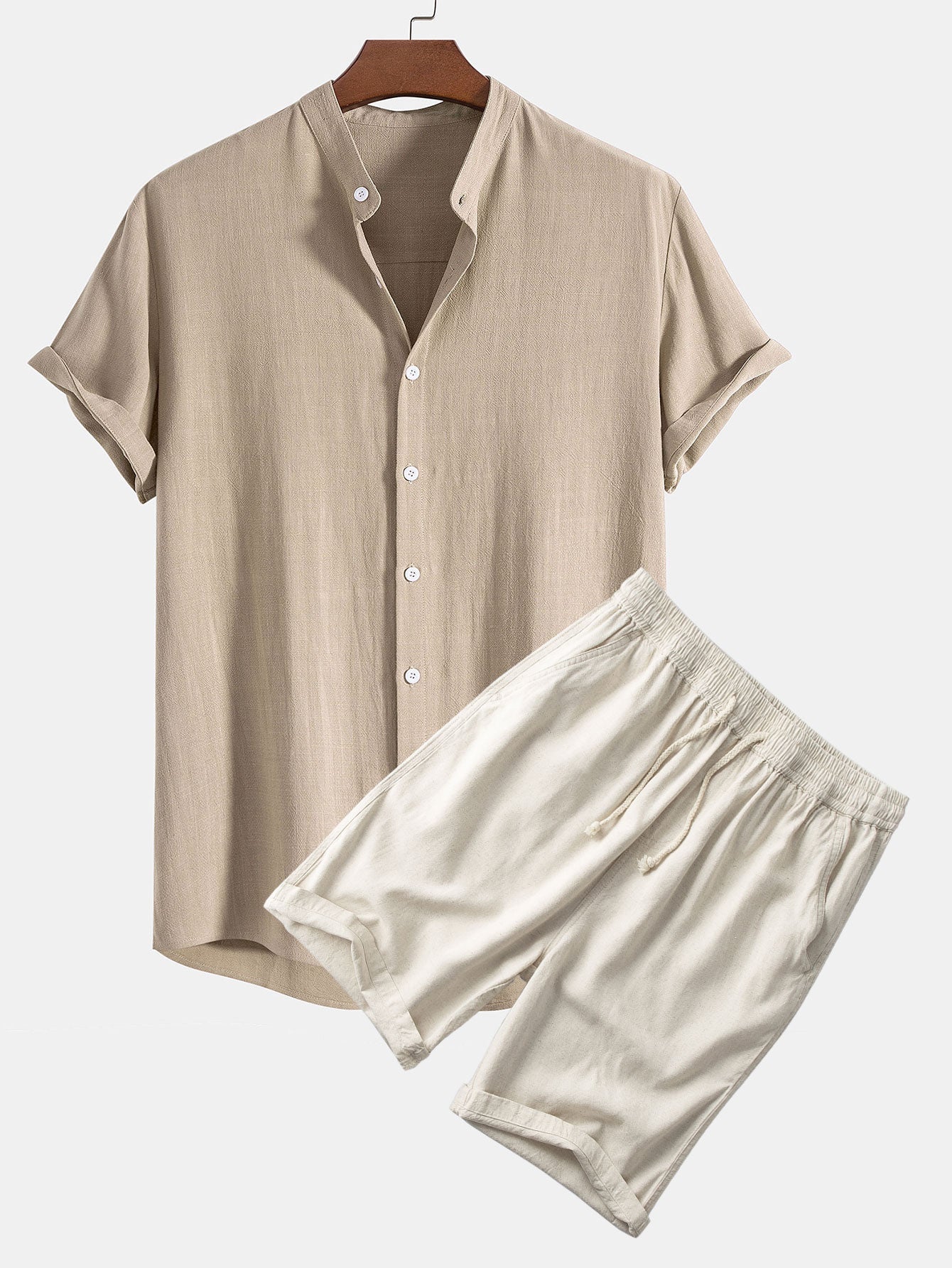 Linen and Rayon Blend Shirt & Linen Cotton Blend 11" Shorts Set