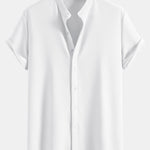 Muscle Fit Textured Stand Collar Shirt