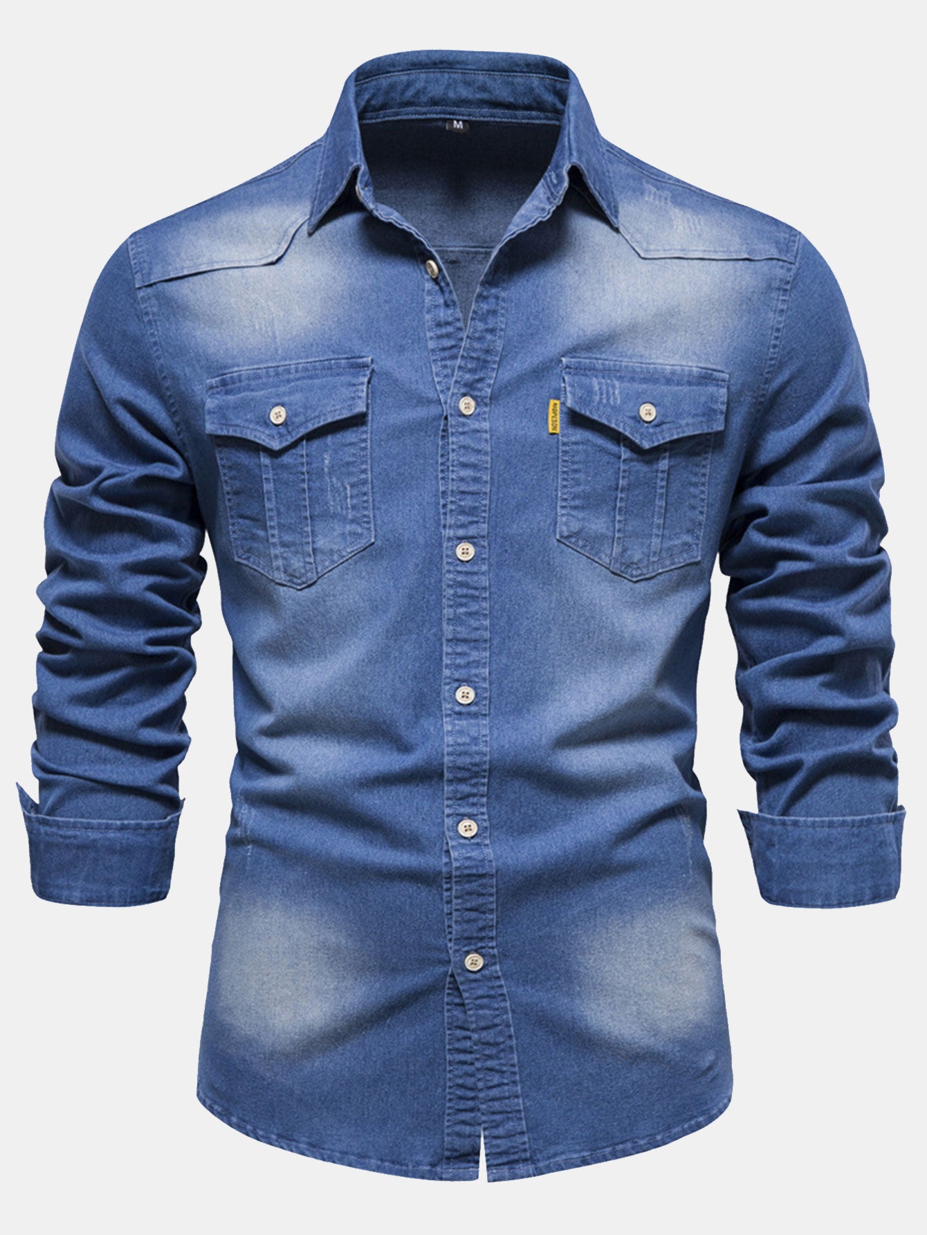 Washed Denim Western Shirt with Pockets