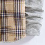 Plaid Contrast Hoodie Button Up Shirt