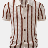 Stripe Eyelet Knitted Shirt