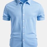 Muscle Fit Ribbed Button Up Shirt