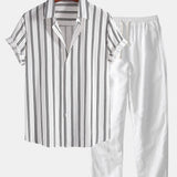 Linen Striped Shirt & Straight Leg Linen Pants Set